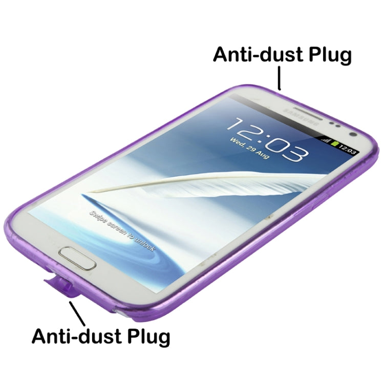 Pure Color Translucent TPU Case with Earphone Anti-dust Plug for Galaxy Note II / N7100