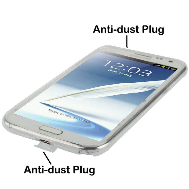 Pure Color Translucent TPU Case with Earphone Anti-dust Plug for Galaxy Note II / N7100