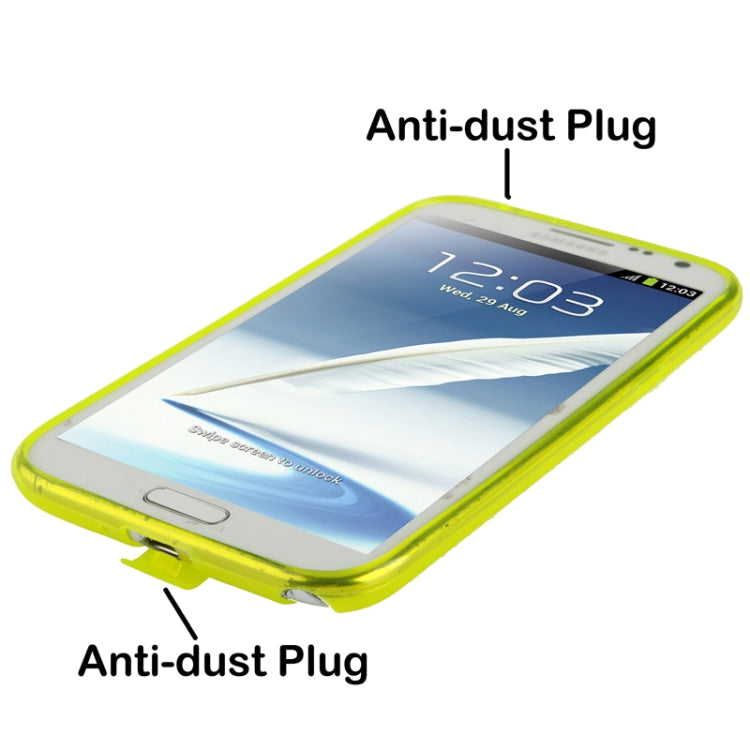 Pure Color Translucent TPU Case with Earphone Anti-dust Plug for Galaxy Note II / N7100