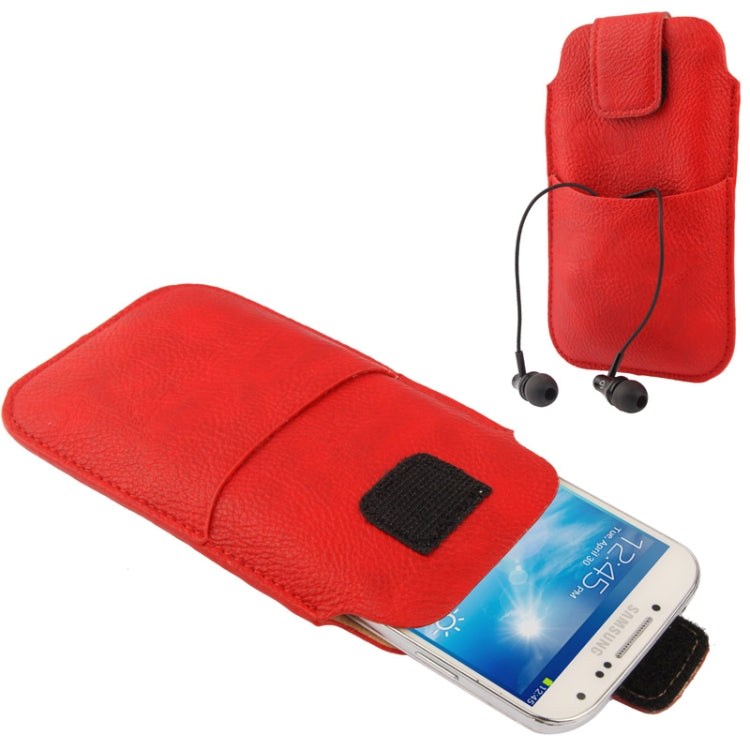 Universal Leather Case Pocket Sleeve Bag with Earphone Pocket for iPhone X , iPhone 6 & 5, Galaxy S6 edge / S6 / S5 / S IV, Huawei P8, HTC One / G23, Sony LT29i / L36h / M35h, LG, Nokia, Size: 15x8.8cm