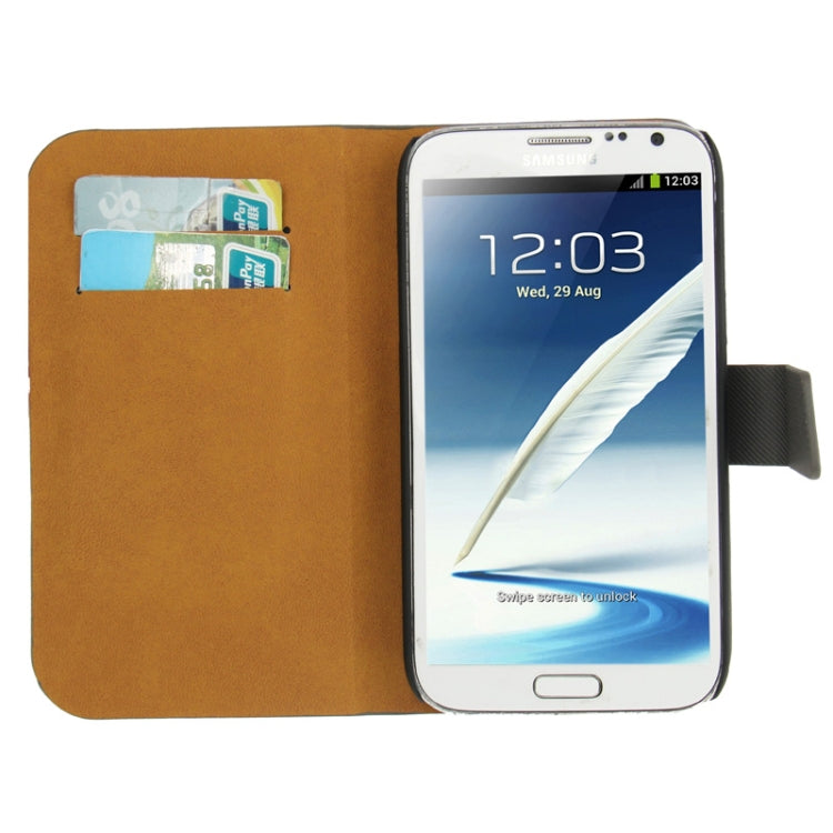 Denim Texture Horizontal Flip Leather Case with Credit Card Slot & Holder for Galaxy Note II / N7100