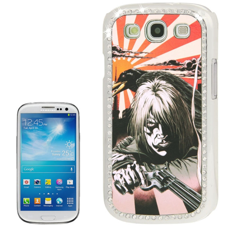 Crow Comic Pattern Diamond Plating Skinning Plastic Case for Galaxy S III / i9300