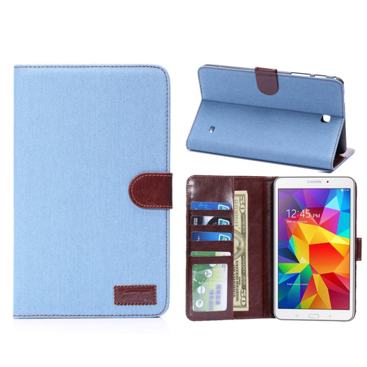 Denim Texture Leather Case with Credit Card Slots & Holder for Galaxy Tab 4 7.0 / SM-T230(Baby Blue)