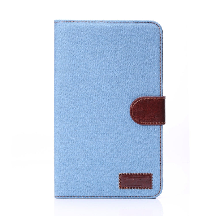 Denim Texture Leather Case with Credit Card Slots & Holder for Galaxy Tab 4 7.0 / SM-T230(Baby Blue)