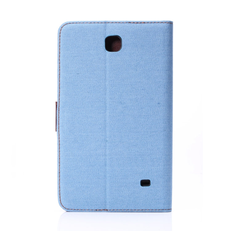 Denim Texture Leather Case with Credit Card Slots & Holder for Galaxy Tab 4 7.0 / SM-T230(Baby Blue)