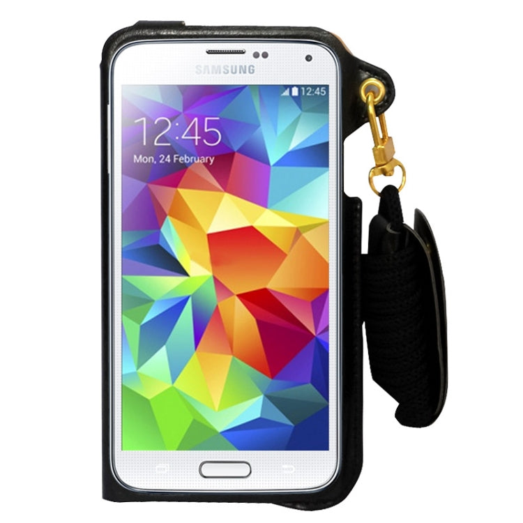 Crazy Horse Texture Touch Screen Vertical Style Universal Case with Lanyard & Earphone Winder for Galaxy S5 & G900