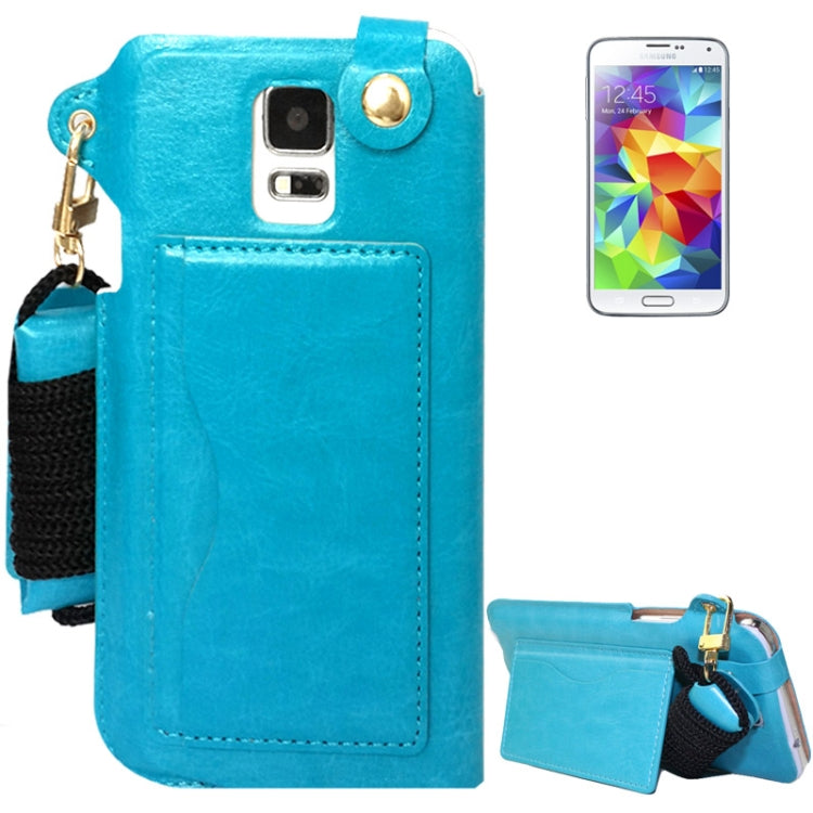 Crazy Horse Texture Touch Screen Vertical Style Universal Case with Lanyard & Earphone Winder for Galaxy S5 & G900