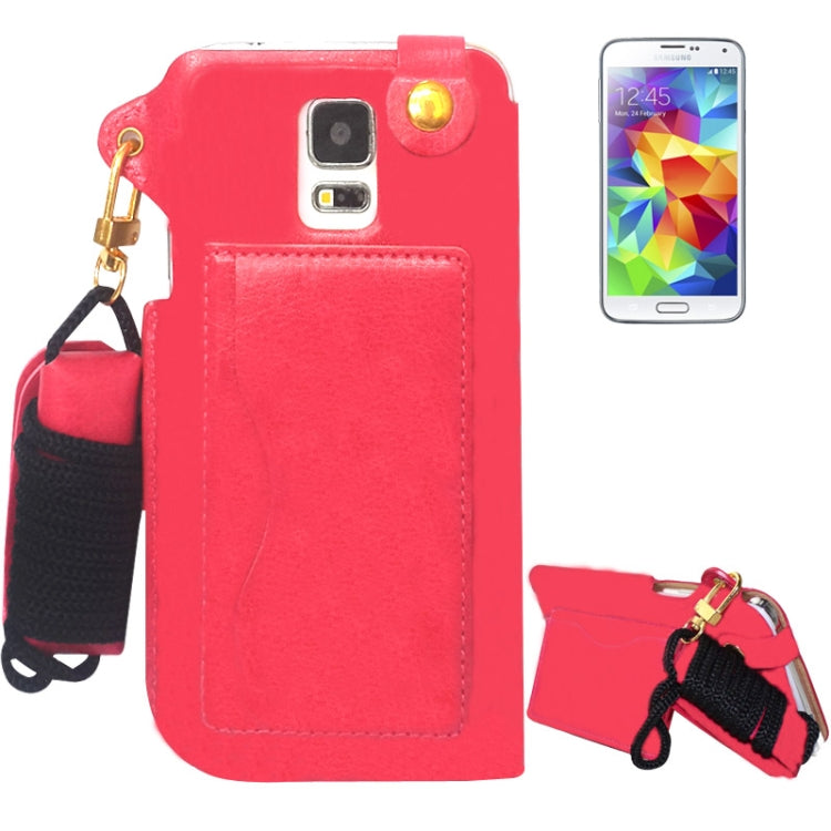 Crazy Horse Texture Touch Screen Vertical Style Universal Case with Lanyard & Earphone Winder for Galaxy S5 & G900
