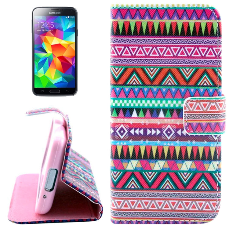 Tribal Texture Horizontal Flip Leather Case with Holder for Galaxy S5 mini / G800
