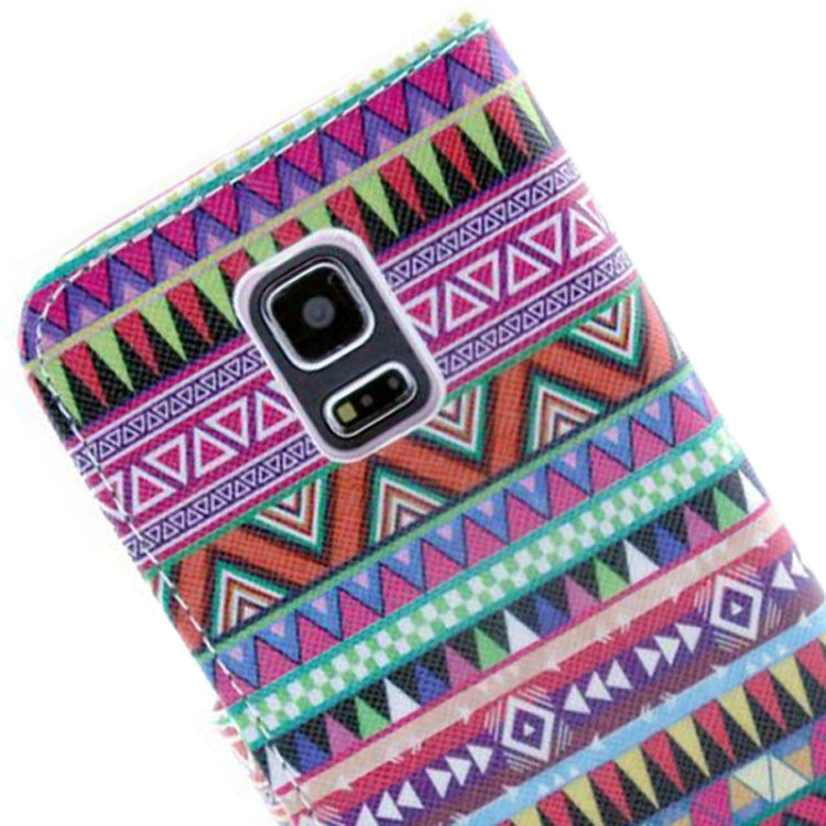 Tribal Texture Horizontal Flip Leather Case with Holder for Galaxy S5 mini / G800