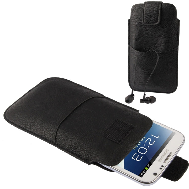 Universal Leather Case Pocket Sleeve Bag with Earphone Pocket for Galaxy Note II / N7100 / i9220