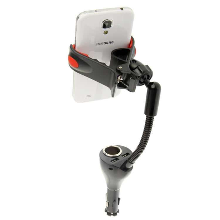 Universal Car Mount + Dual USB Car Charging, DC 5V / 2A, Support 360 Degree Rotation, For iPhone, Galaxy, Huawei, Xiaomi, Lenovo, LG, HTC and Other Smartphones