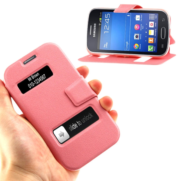 Pebble Texture Flip Leather Case with Call Display ID & Holder for Galaxy Trend Lite / S7390 / S7392
