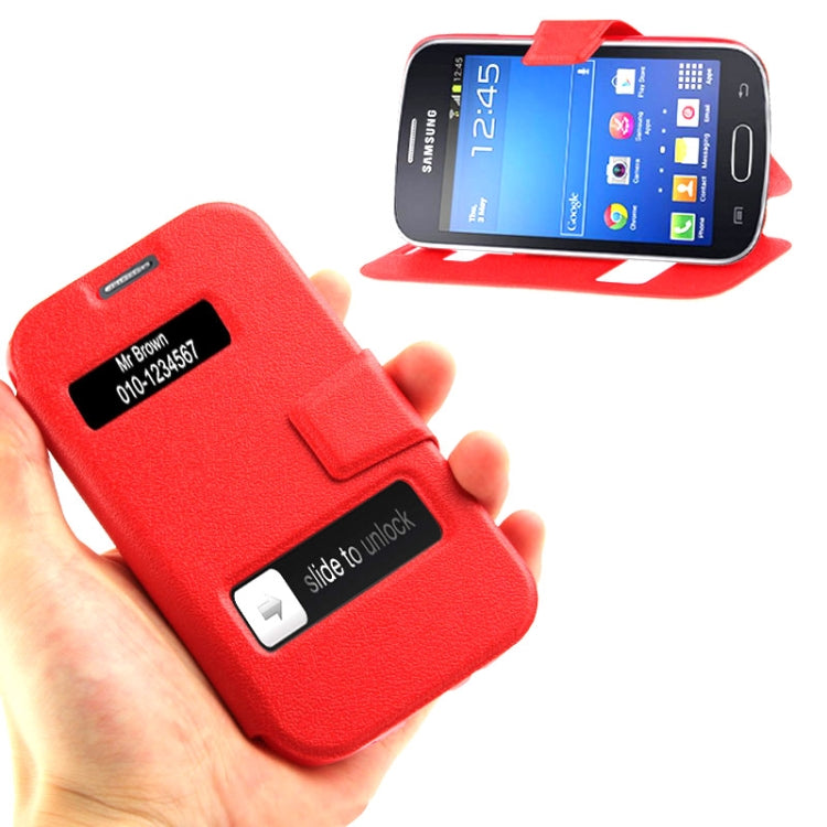 Pebble Texture Flip Leather Case with Call Display ID & Holder for Galaxy Trend Lite / S7390 / S7392
