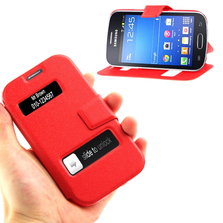 Pebble Texture Flip Leather Case with Call Display ID & Holder for Galaxy Trend Lite / S7390 / S7392