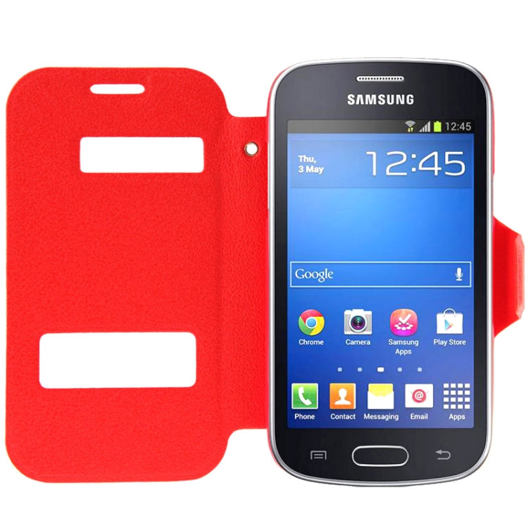 Pebble Texture Flip Leather Case with Call Display ID & Holder for Galaxy Trend Lite / S7390 / S7392