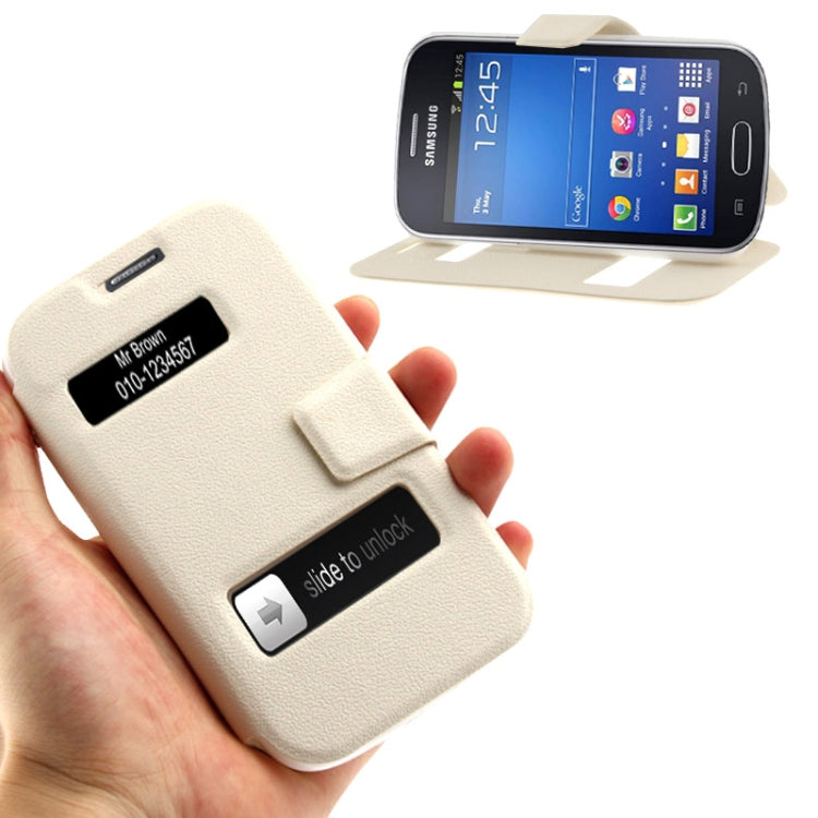 Pebble Texture Flip Leather Case with Call Display ID & Holder for Galaxy Trend Lite / S7390 / S7392