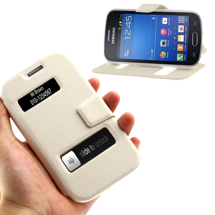 Pebble Texture Flip Leather Case with Call Display ID & Holder for Galaxy Trend Lite / S7390 / S7392