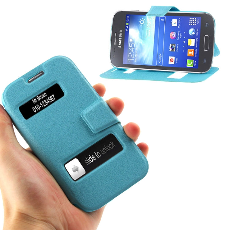 Pebble Texture Flip Leather Case with Call Display ID & Holder for Galaxy Ace 3 / S7270 / S7272
