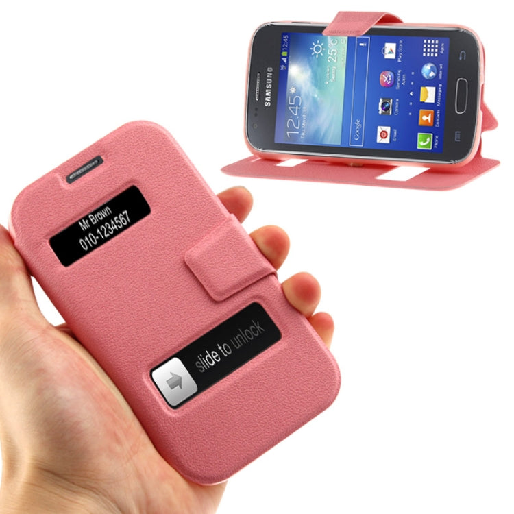 Pebble Texture Flip Leather Case with Call Display ID & Holder for Galaxy Ace 3 / S7270 / S7272