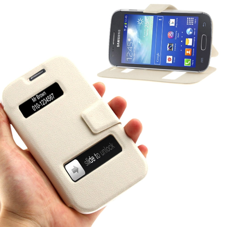 Pebble Texture Flip Leather Case with Call Display ID & Holder for Galaxy Ace 3 / S7270 / S7272