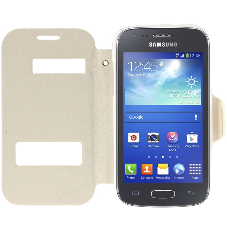 Pebble Texture Flip Leather Case with Call Display ID & Holder for Galaxy Ace 3 / S7270 / S7272