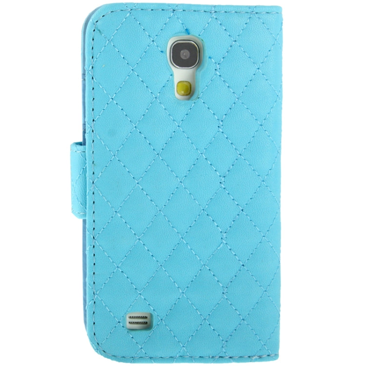 Plaid Texture Diamond Encrusted  Flower Button Flip  Soft Leather Case with Credit Card Slots & Holder for Galaxy S IV mini / i9190