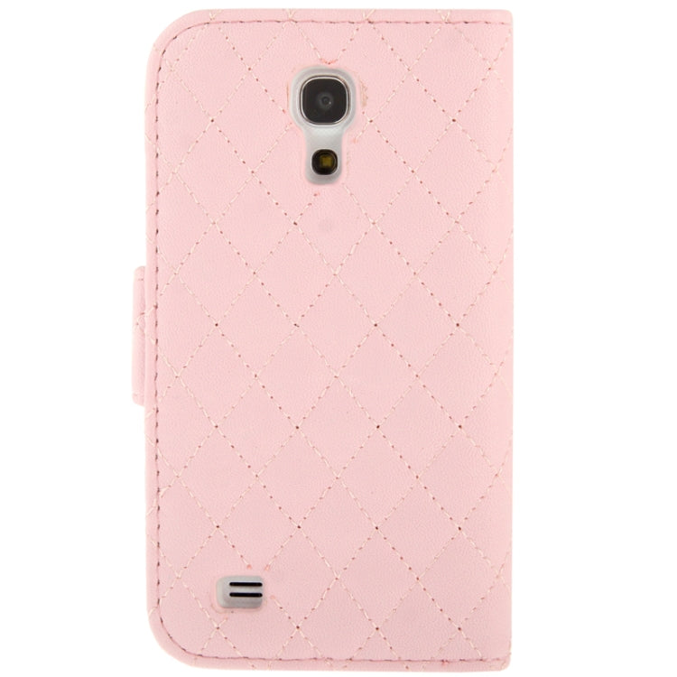 Plaid Texture Diamond Encrusted  Flower Button Flip  Soft Leather Case with Credit Card Slots & Holder for Galaxy S IV mini / i9190