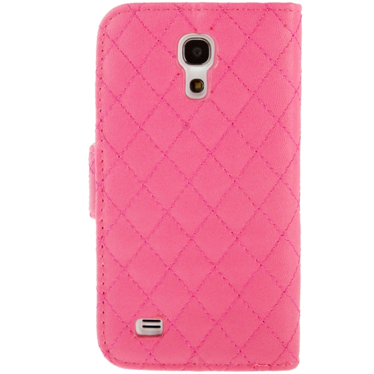 Plaid Texture Diamond Encrusted  Flower Button Flip  Soft Leather Case with Credit Card Slots & Holder for Galaxy S IV mini / i9190