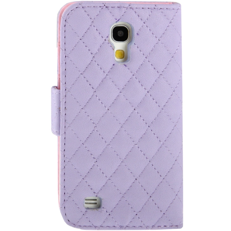 Plaid Texture Diamond Encrusted  Flower Button Flip  Soft Leather Case with Credit Card Slots & Holder for Galaxy S IV mini / i9190