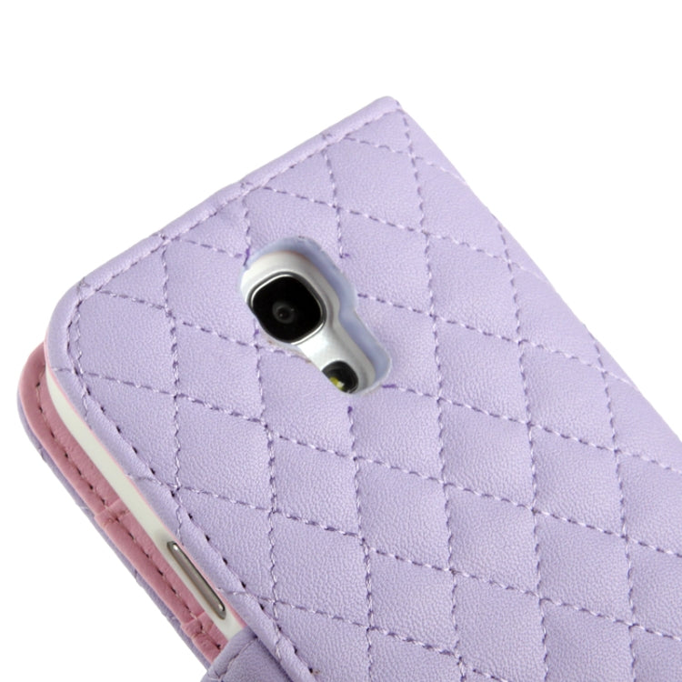 Plaid Texture Diamond Encrusted  Flower Button Flip  Soft Leather Case with Credit Card Slots & Holder for Galaxy S IV mini / i9190