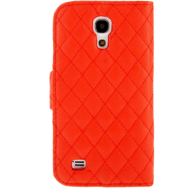 Plaid Texture Diamond Encrusted  Flower Button Flip  Soft Leather Case with Credit Card Slots & Holder for Galaxy S IV mini / i9190