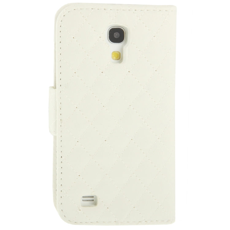 Plaid Texture Diamond Encrusted  Flower Button Flip  Soft Leather Case with Credit Card Slots & Holder for Galaxy S IV mini / i9190