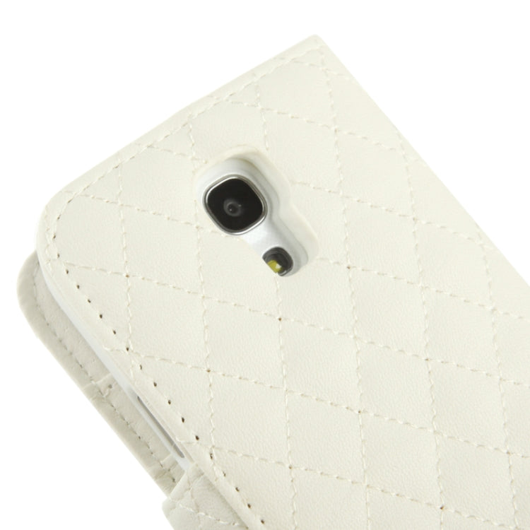Plaid Texture Diamond Encrusted  Flower Button Flip  Soft Leather Case with Credit Card Slots & Holder for Galaxy S IV mini / i9190