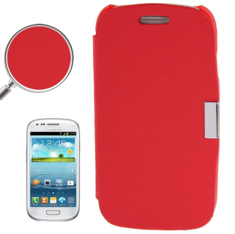 Brushed Texture Horizontal Flip Magnetic Buckle Leather Protective Case for Galaxy SIII mini / i8190
