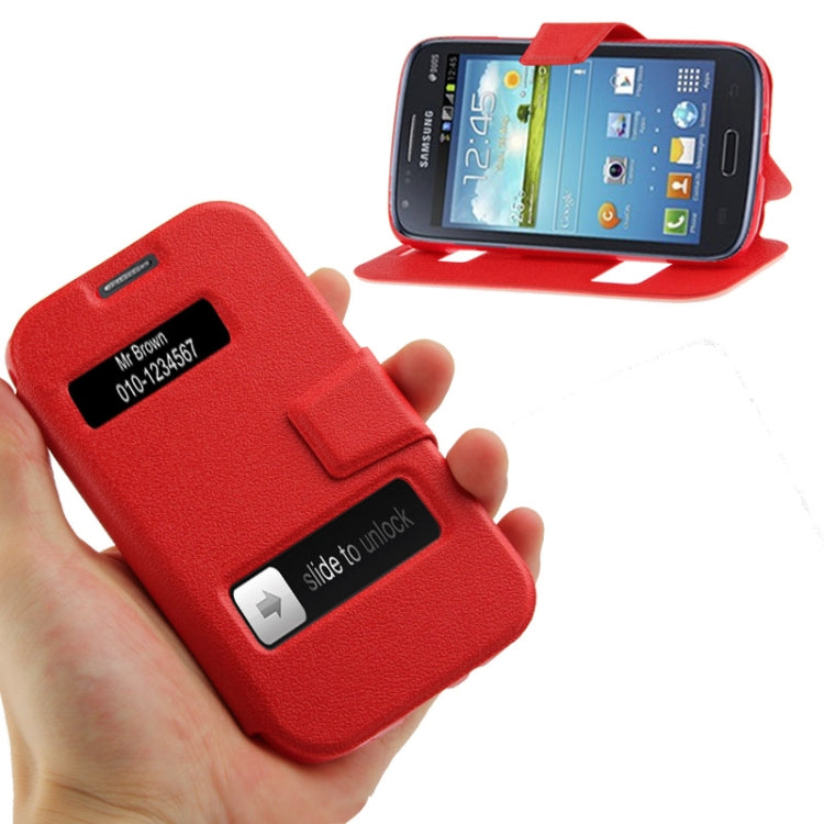 Pebble Texture Flip Leather Case with Call Display ID & Holder for Galaxy Core i8260 / i8262