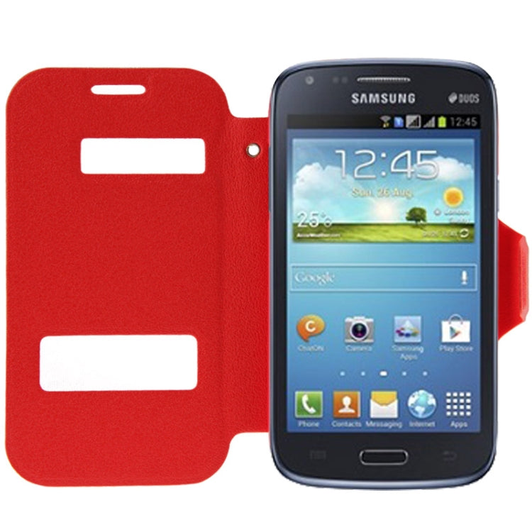 Pebble Texture Flip Leather Case with Call Display ID & Holder for Galaxy Core i8260 / i8262