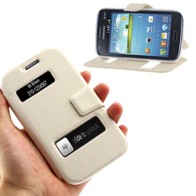 Pebble Texture Flip Leather Case with Call Display ID & Holder for Galaxy Core i8260 / i8262