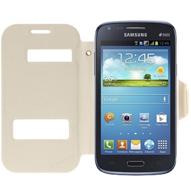 Pebble Texture Flip Leather Case with Call Display ID & Holder for Galaxy Core i8260 / i8262