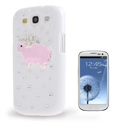 Little Sheep Pattern Diamond Encrusted Plastic Case for Galaxy SIII / i9300(Pink)