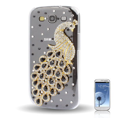 Peacock Pattern Diamond Encrusted Plastic Case for Galaxy SIII / i9300