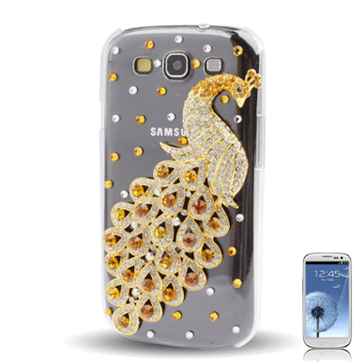 Peacock Pattern Diamond Encrusted Plastic Case for Galaxy SIII / i9300