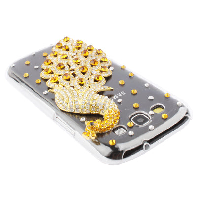 Peacock Pattern Diamond Encrusted Plastic Case for Galaxy SIII / i9300