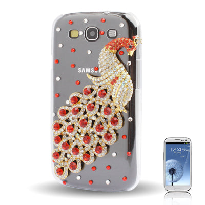 Peacock Pattern Diamond Encrusted Plastic Case for Galaxy SIII / i9300