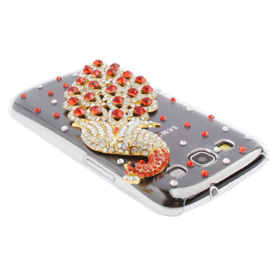 Peacock Pattern Diamond Encrusted Plastic Case for Galaxy SIII / i9300