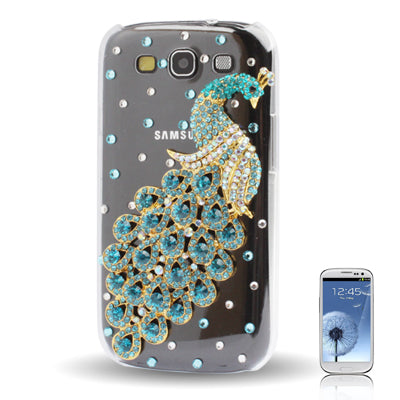 Peacock Pattern Diamond Encrusted Plastic Case for Galaxy SIII / i9300