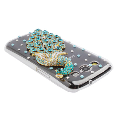 Peacock Pattern Diamond Encrusted Plastic Case for Galaxy SIII / i9300