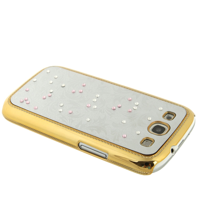 High-quality Embossed Palace Decorative Pattern Diamond Encrusted Plating Skinning Plastic Case for Galaxy S III / i9300