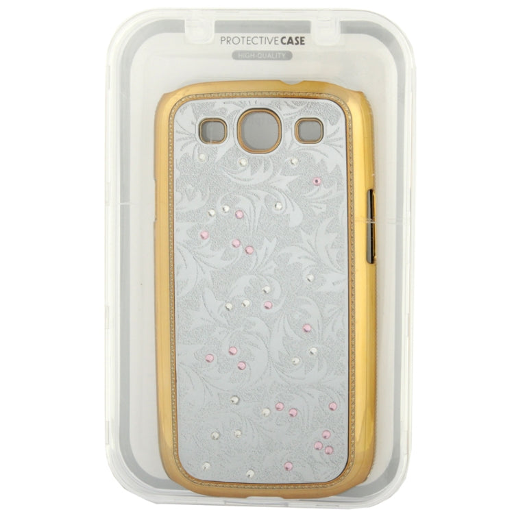 High-quality Embossed Palace Decorative Pattern Diamond Encrusted Plating Skinning Plastic Case for Galaxy S III / i9300
