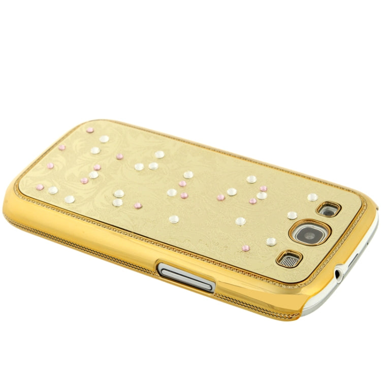High-quality Embossed Palace Decorative Pattern Diamond Encrusted Plating Skinning Plastic Case for Galaxy S III / i9300
